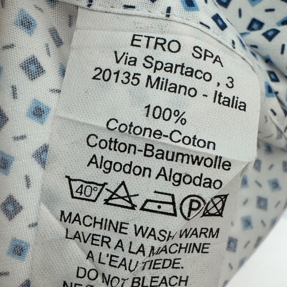 Etro Men’s Mixed Print Cotton Italian Dress Shirt Size 40 - Picture 5 of 10